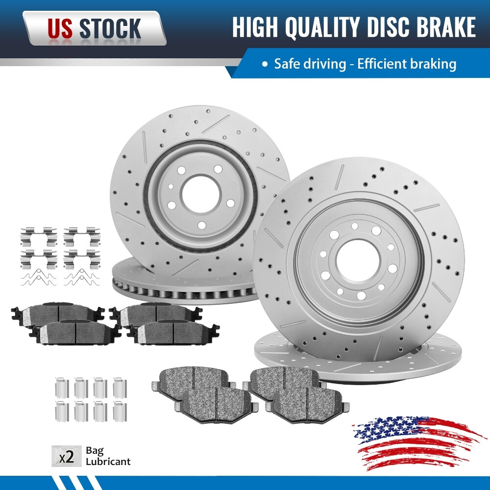 Front Rear Rotors & Ceramic Brake Pads for Ford Flex Explorer Taurus Lincoln MKT