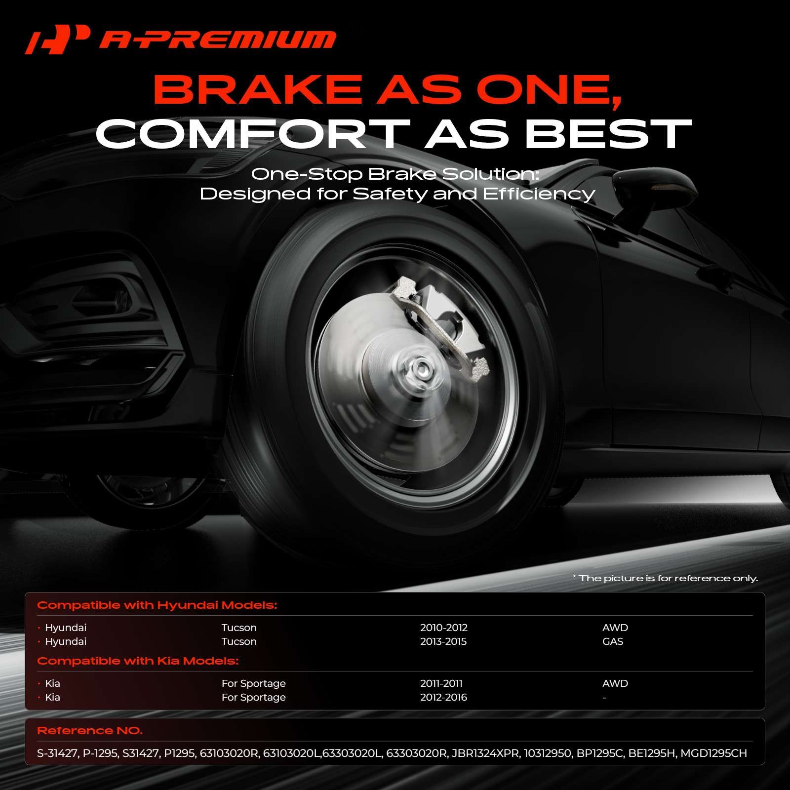 A-Premium Front Drilled Brake Rotors & Ceramic Pads for Kia Sportage 2011-2016