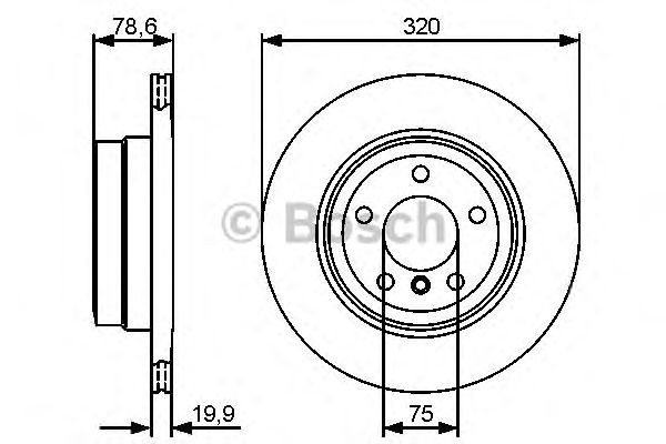 Bosch Brake Disc Rear Diameter 320mm 75mm Vented 20mm 0986479442