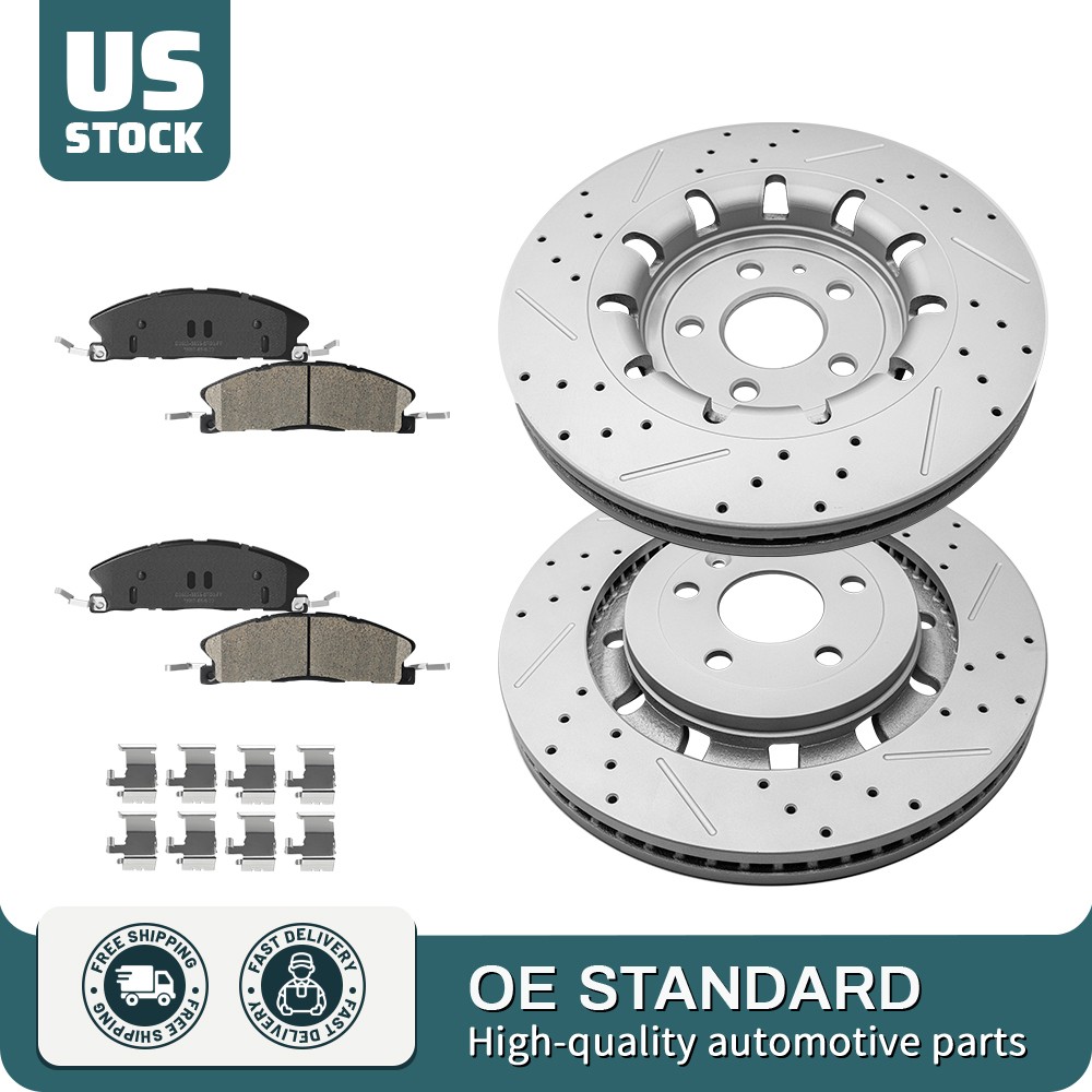352mm Front Drilled Disc Rotors Brake Pads for Ford Taurus Flex Explorer MKT MKS