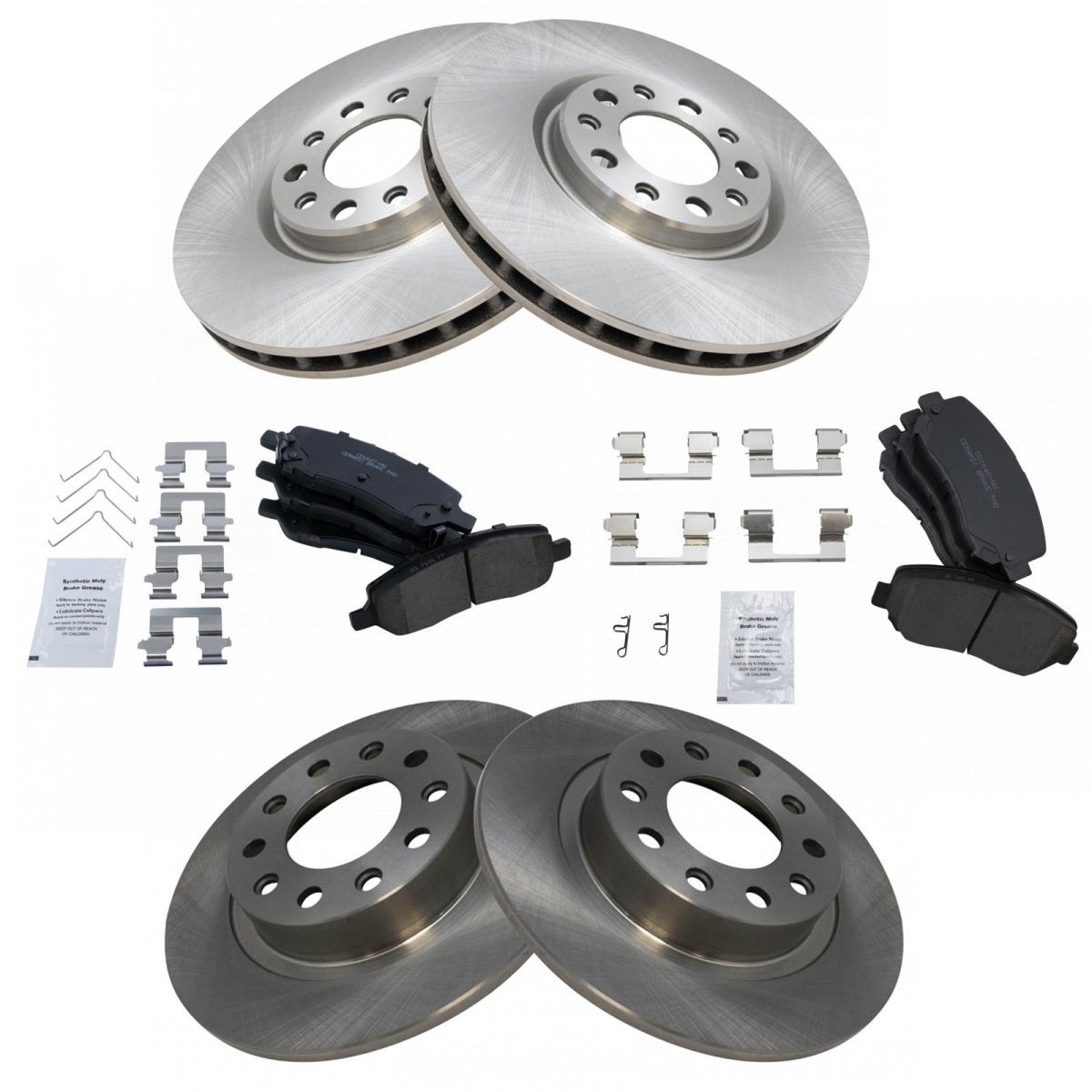TRQ Front & Rear Premium Posi Ceramic Disc Brake Pad & Rotor Kit for Dodge Dart