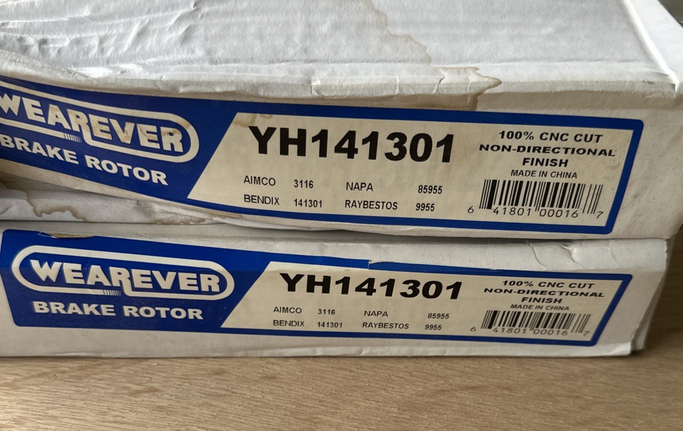 2 WearEver YH141301 Brake Rotor – Box Is Damaged Rotors Are Fine.