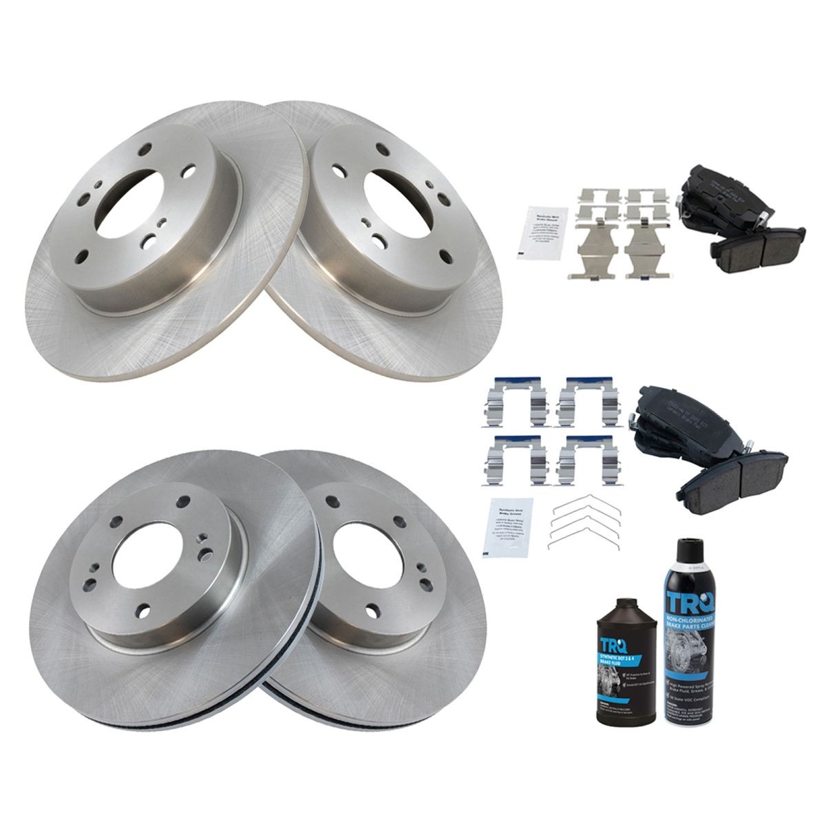 Brake Pad & Rotor Kit Ceramic Front & Rear w/Chemicals