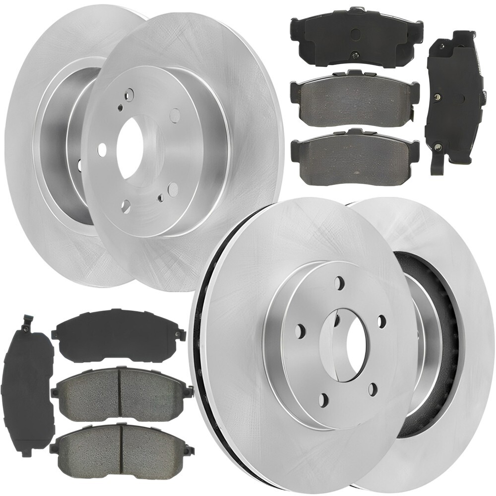 Front Vented & Rear Solid Disc Brake Rotors With Pads for Nissan Maxima 01-00