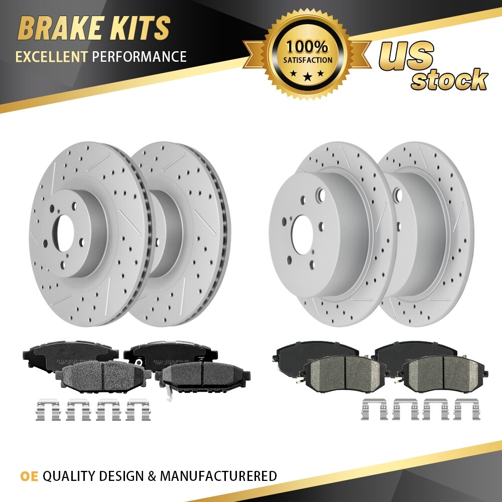 Front & Rear Drilled Brake Rotors + Ceramic Pad For Subaru XV Crosstrek Forester