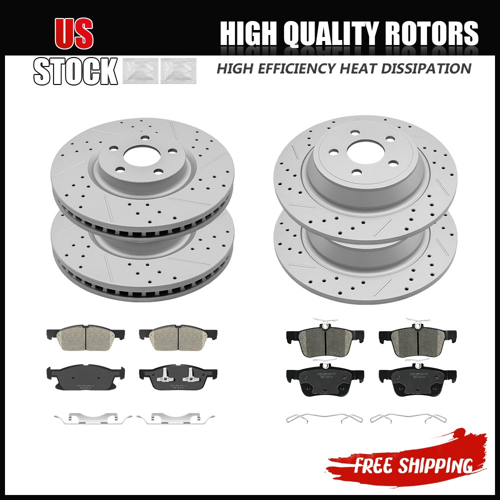Front And Rear Brake Disc Rotors & Ceramic Pads Kit for 2015 – 2020 Ford Edge