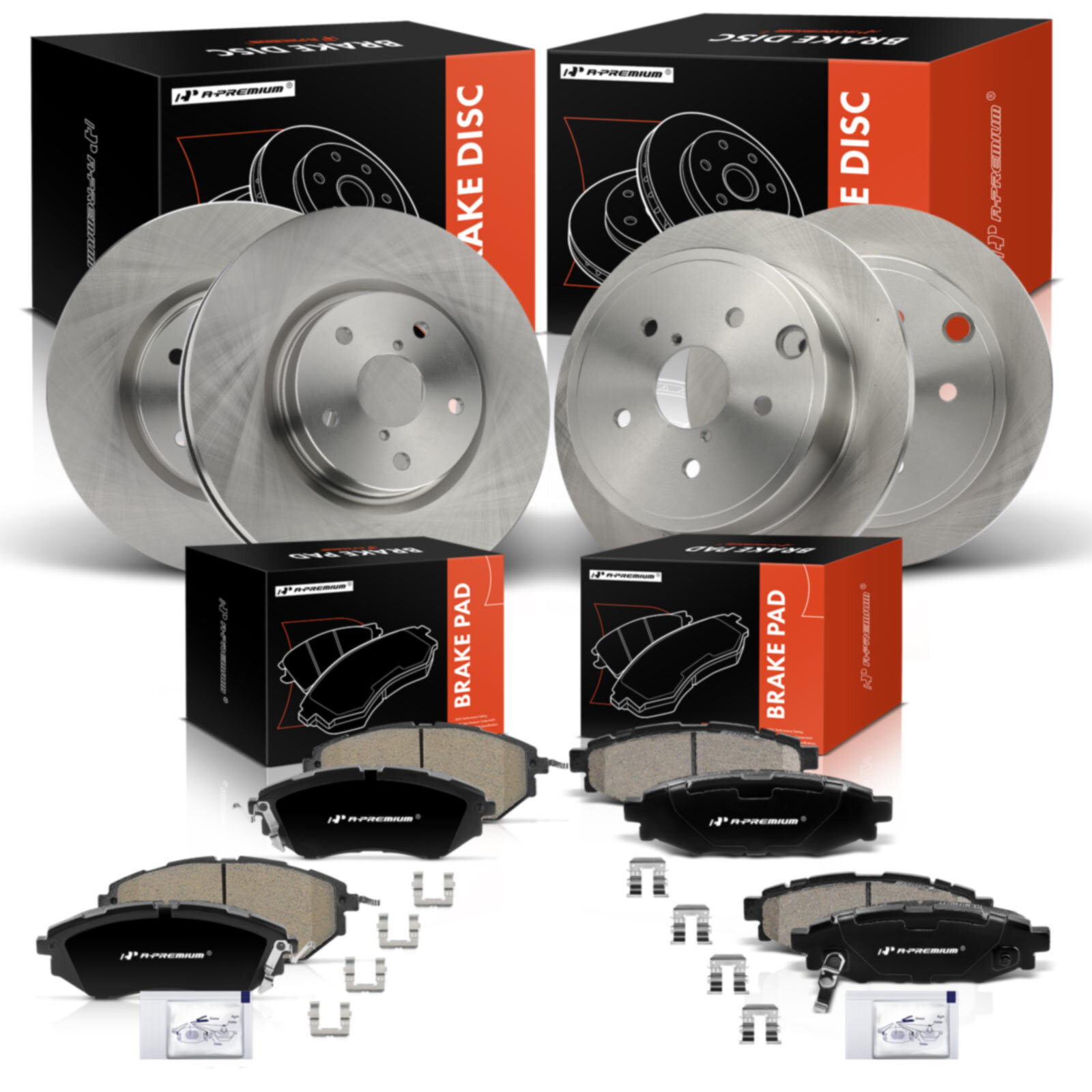 A-Premium Front & Rear Disc Brake Rotor & Pad for Subaru WRX 2015-2016 Base STI