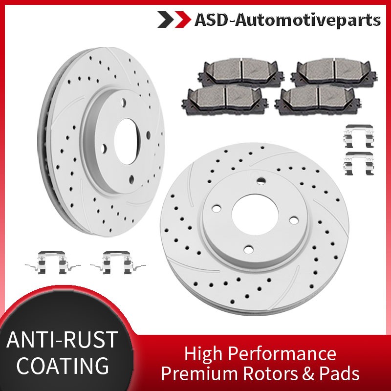 280mm Front Drilled Slotted Rotors Brake Pads Kits for Nissan Cube Sentra Versa