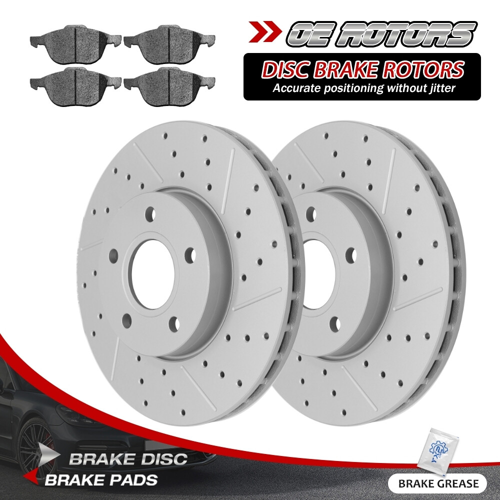 Front Disc Rotors + Ceramic Brake Pads for 2012 – 2018 Ford Focus Volvo C30 S40