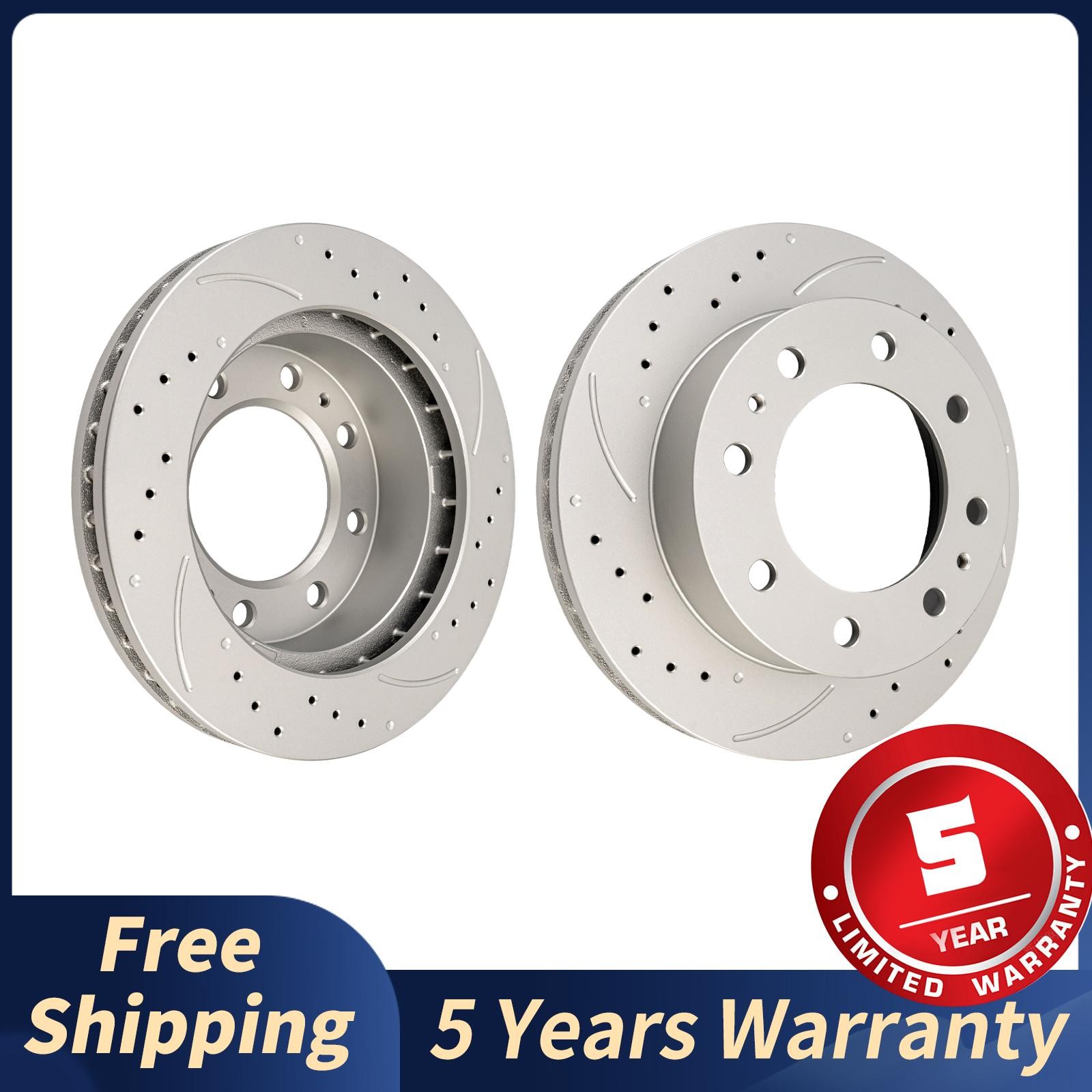 2x Front Drilled Slotted Rotors For Chevy Silverado 2500 HD Chevy Express 3500
