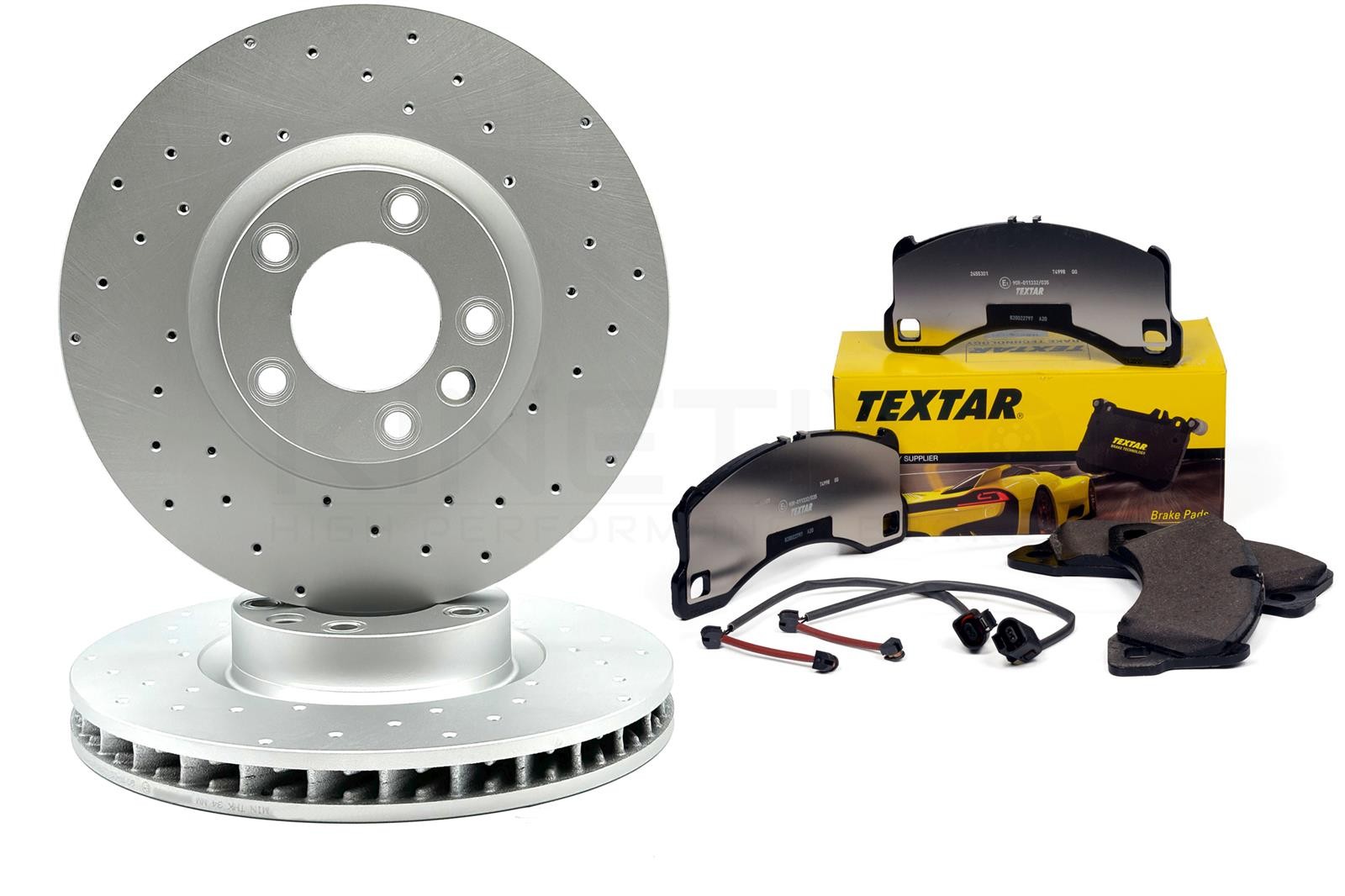 FOR PORSCHE CAYENNE VW TOUAREG DRILLED FRONT BRAKE DISCS TEXTAR PADS SENSORS