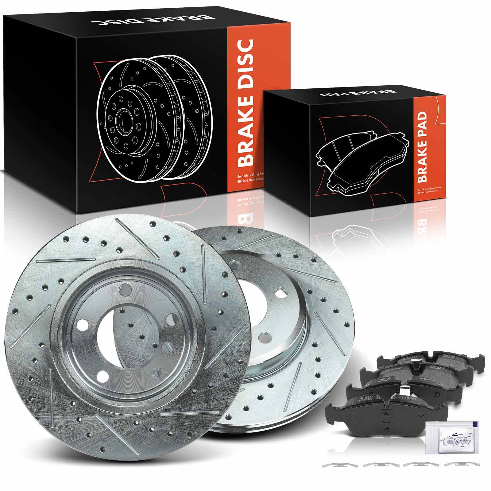 Front Drilled Brake Rotors & Ceramic Brake Pad for BMW E46 325i 325xi 328i Z3 Z4