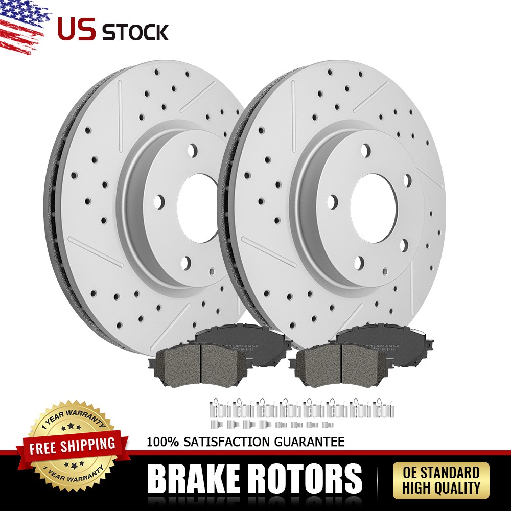 Front Drilled Rotors and Brake Pads Set for 2014-2018 Mazda 6 2019-2021 6 Sport