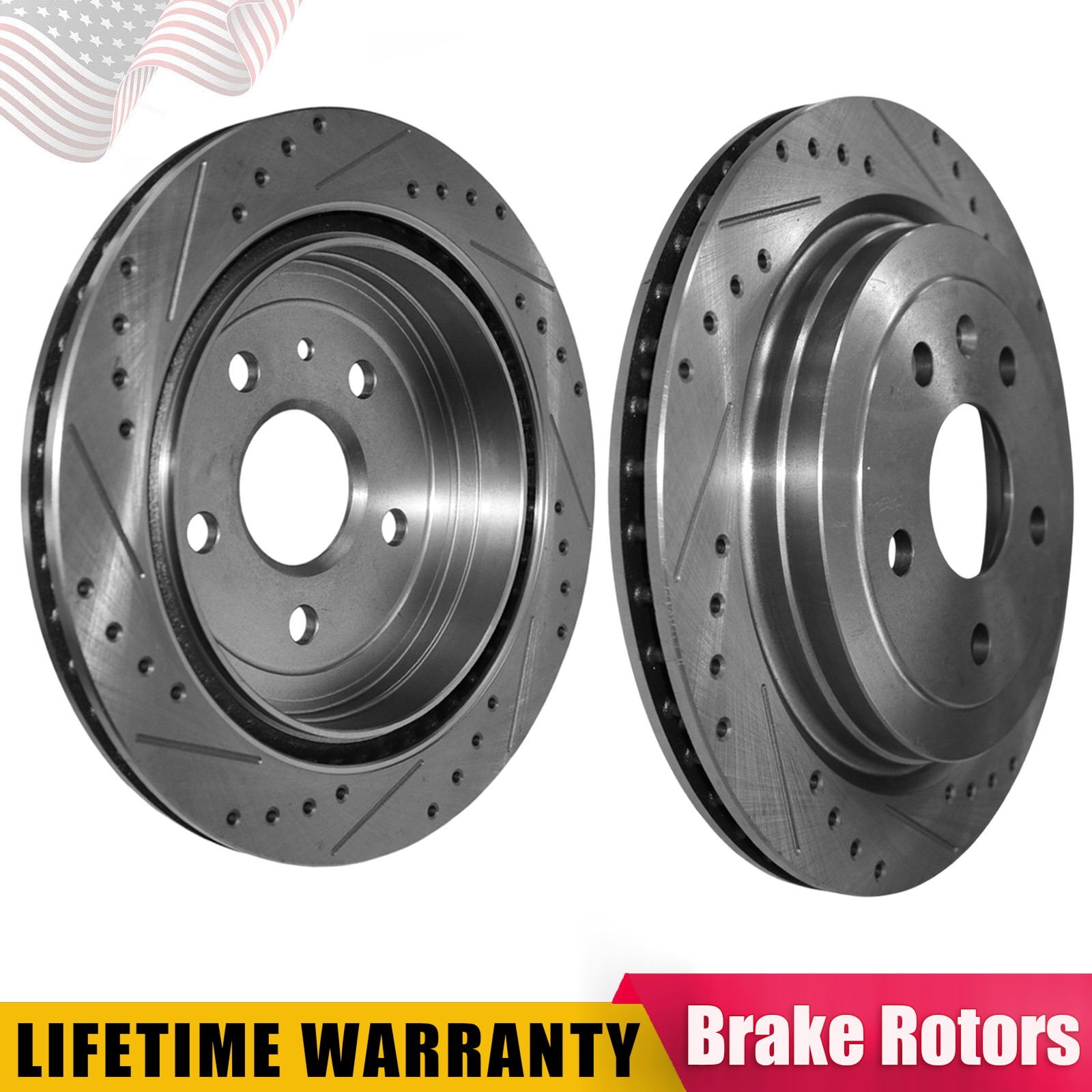 2pcs Rear Drilled Brake Rotors for Chevrolet Camaro 10-15 Cadillac CTS 2008-2019