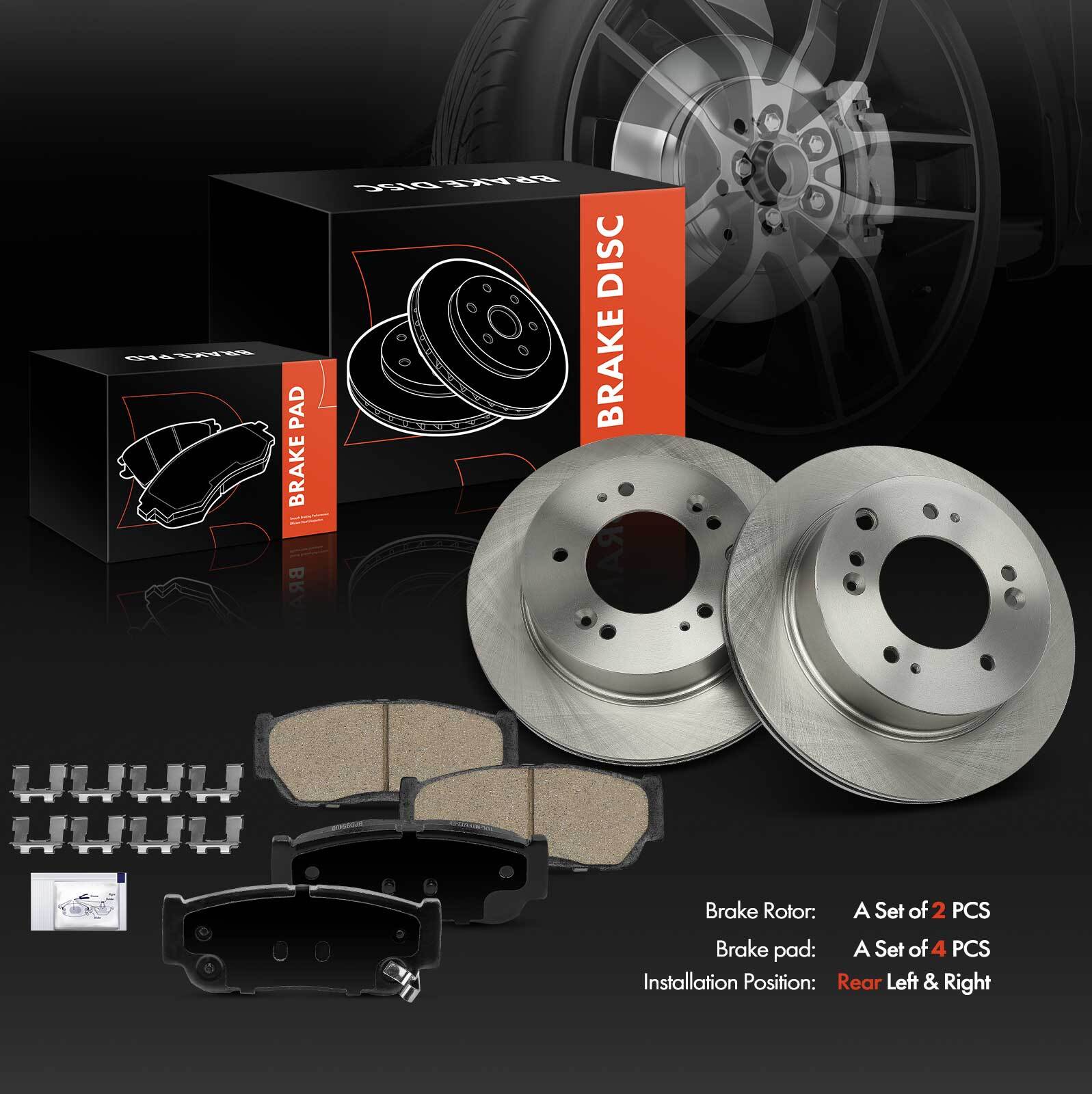 Rear LH & RH Side Disc Brake Rotors + Brake Pads for Kia Sorento 2007 2008 2009