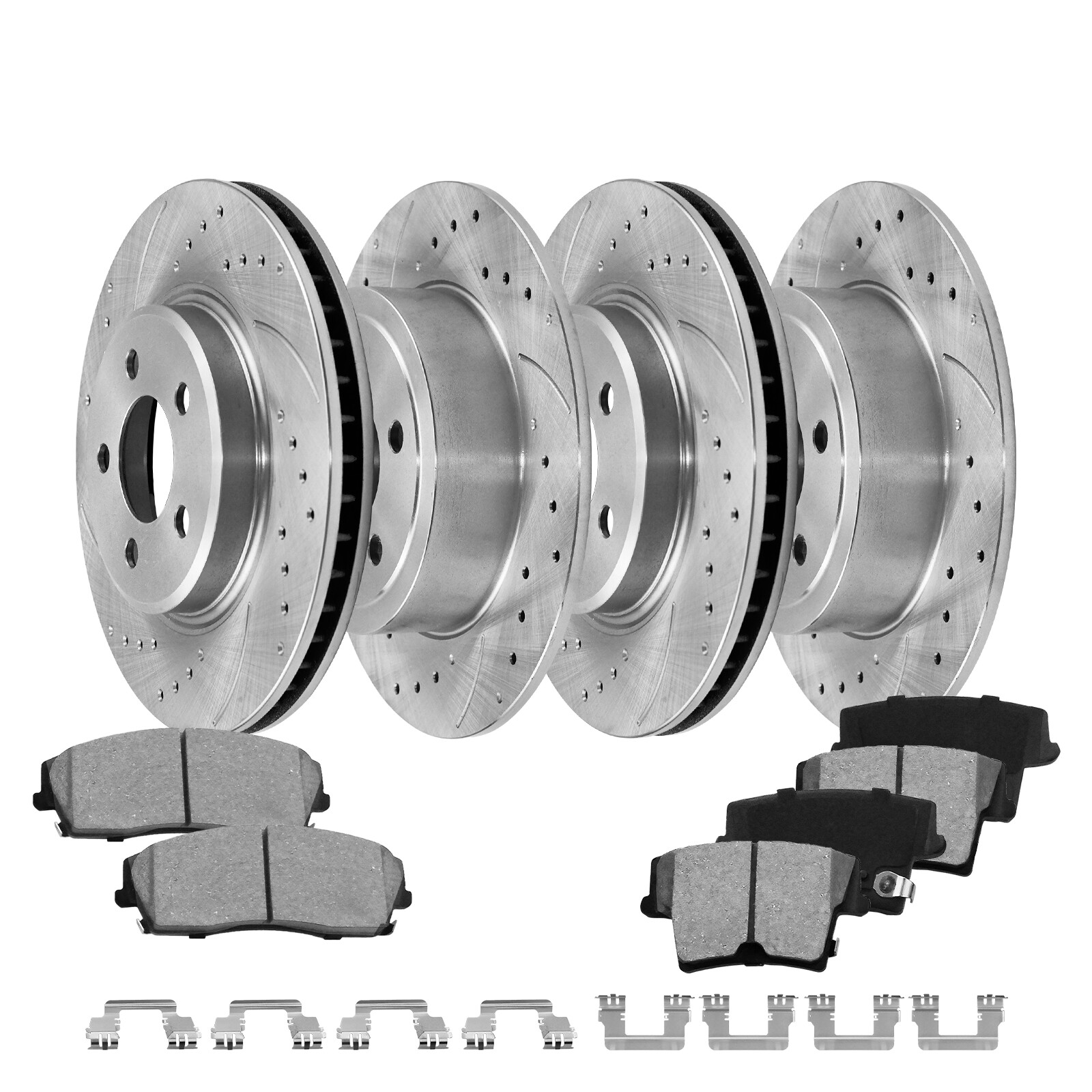 320mm Front Rear Drilled Rotors + Brake Pads for Challenger Charger Chrysler 300