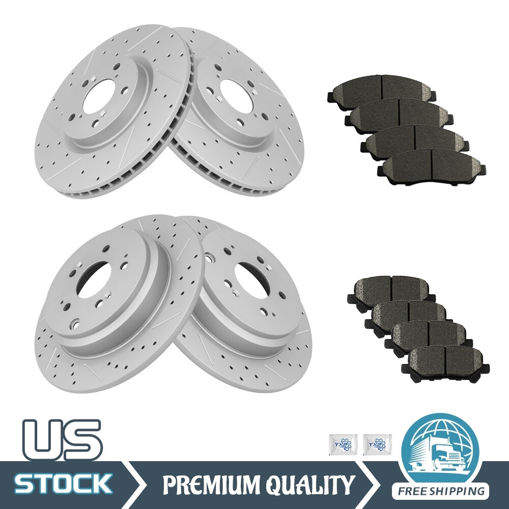 Front Rear Disc Rotors And Ceramic Brake Pads for Honda Pilot Acura MDX ZDX
