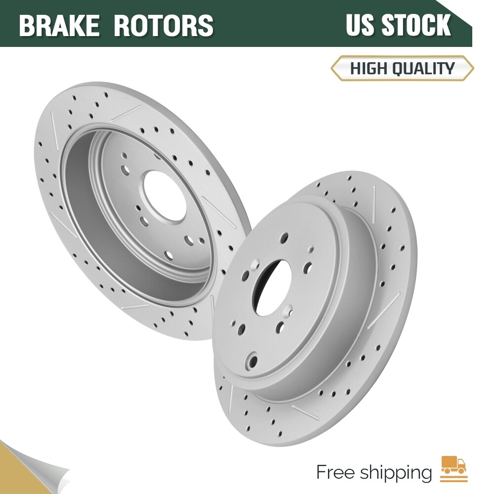 Rear Drilled Slotted Brake Rotors for 2001-2006 Acura MDX 2003-2008 Honda Pilot