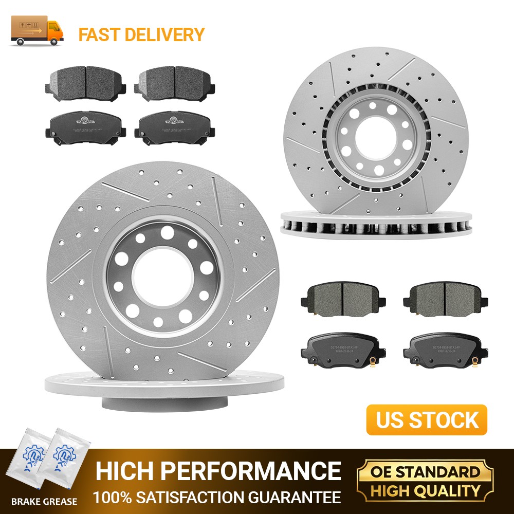 Front Rear Brake Rotors and Ceramic Brake Pads Kit for 2015 – 2017 Chrysler 200