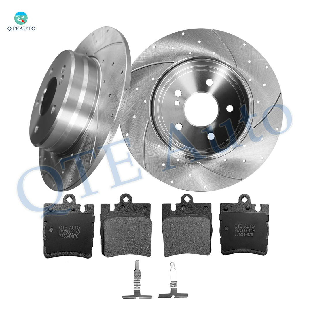 6P R 290 Drilled Brake Rotors-Ceramic Brake Pad For 1996-2002 Mercedes-Benz E320