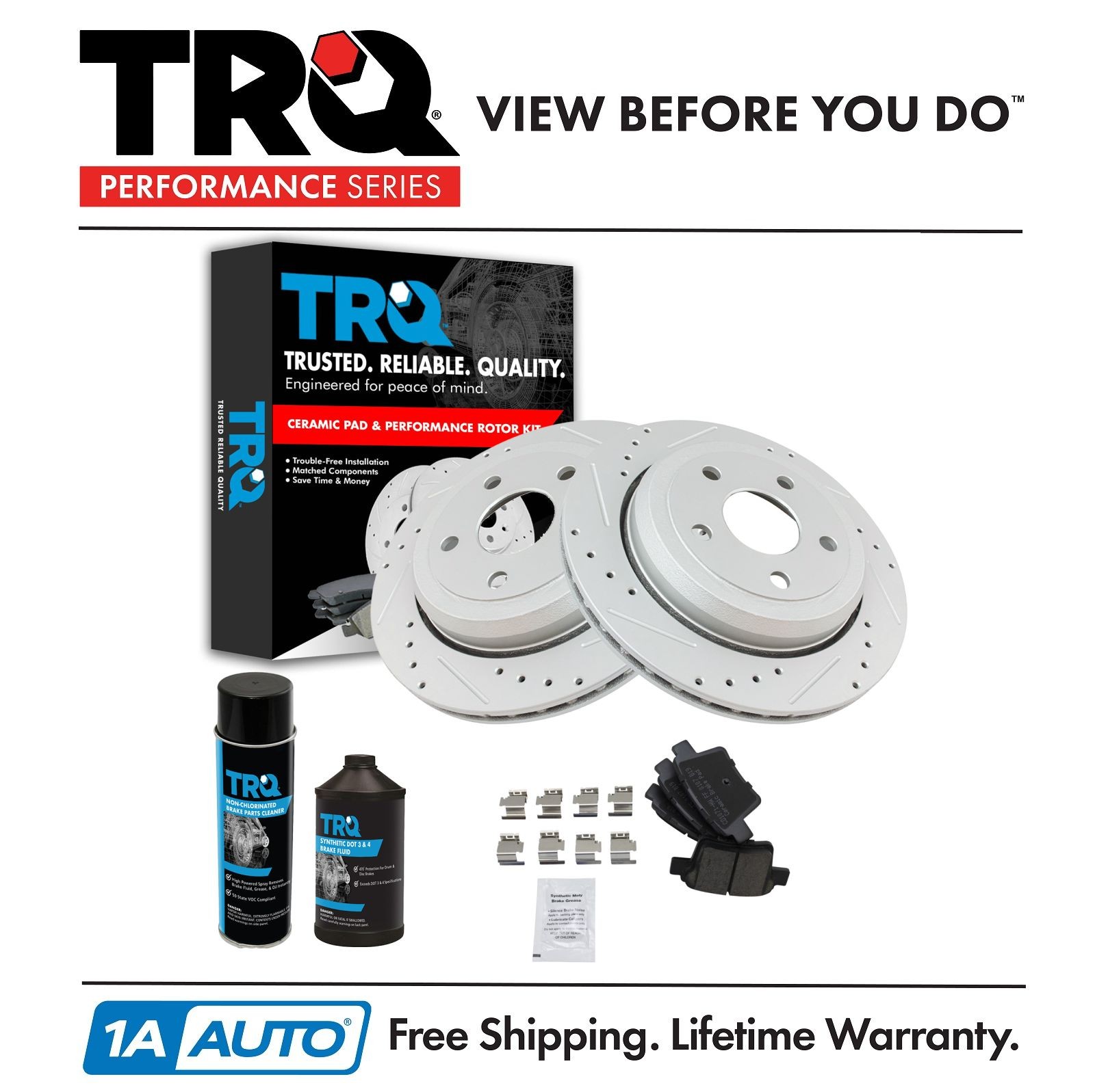 TRQ Rear Ceramic Brake Pad & Performance Rotor s Kit for Durango Grand Cherokee