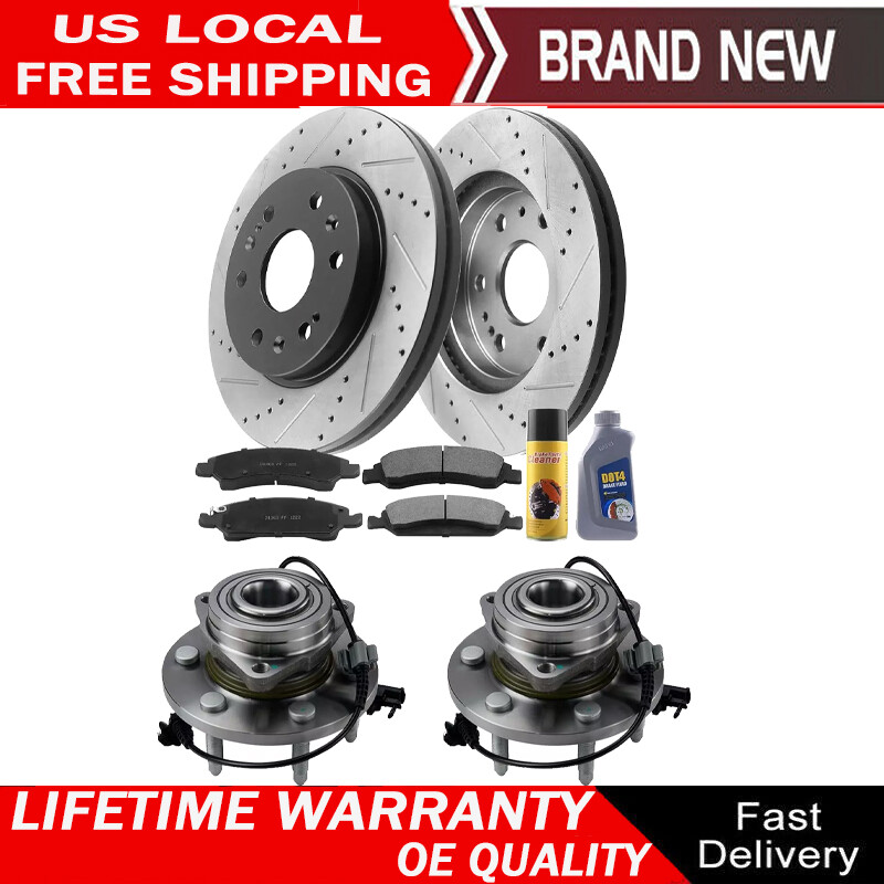 4WD Front Wheel Bearing Hub and Brake Rotor for Chevy Silverado 1500 5.3L V8