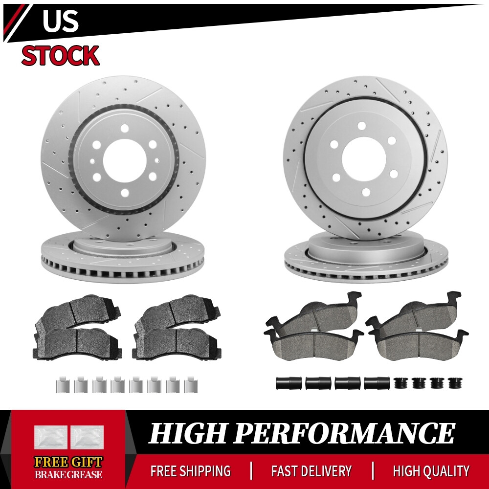 Front Rear Disc Brake Rotors +Ceramic Pads For Ford Expedition Lincoln Navigator
