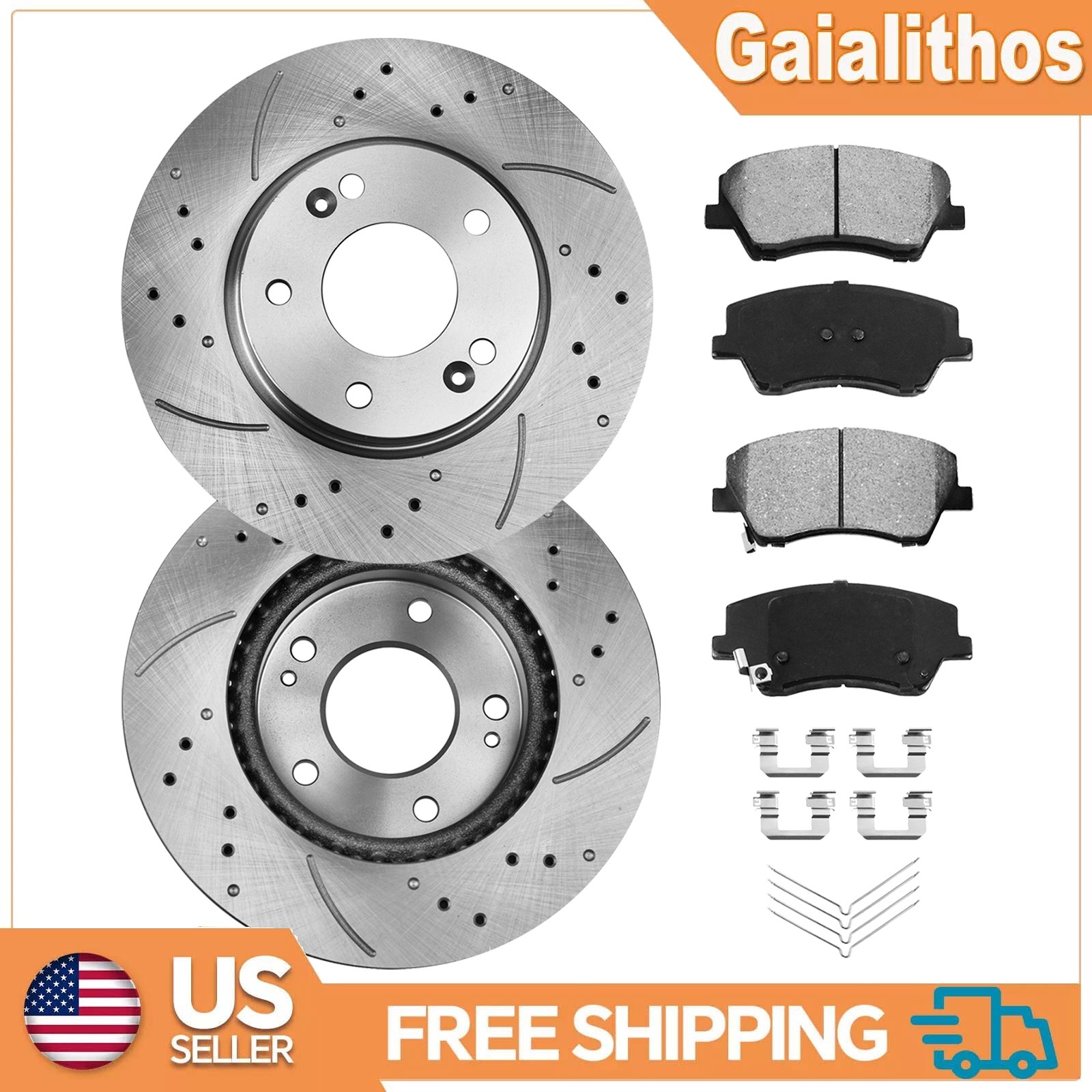 280mm Front Drilled Rotors + Brake Pads for 2017-2020 Hyundai Elantra 1.4L 2.0L