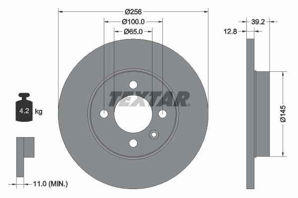 Textar 92041703 Brake Disc for Cherry, Seat, VW, VW (FAW)