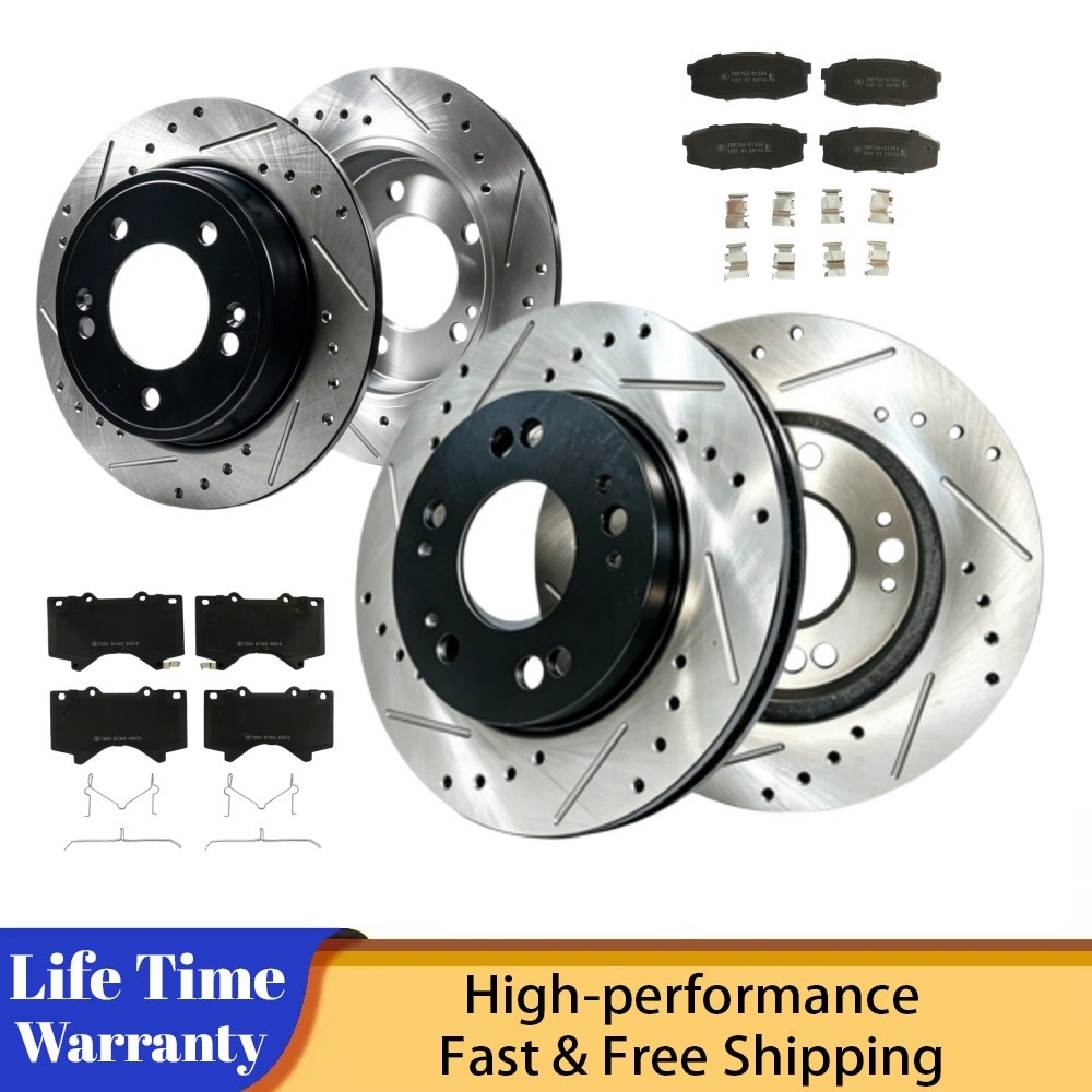 354mm Front Rear Drilled Disc Rotors Pads for 2015 2016 2017-2021 Toyota Tundra