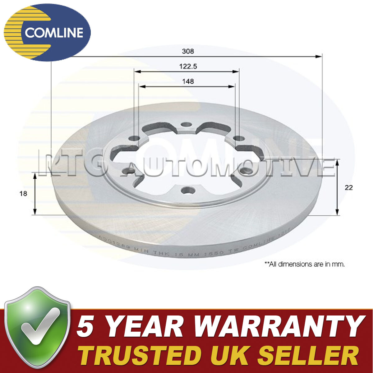 Comline Rear Brake Disc Fits Ford Transit 2013- 2.0 D 2.2 dCi + Other Models #2