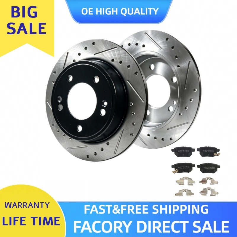 259mm Rear Drilled Rotors Brake Ceramic Pads fit 2016 2017 Toyota Corolla