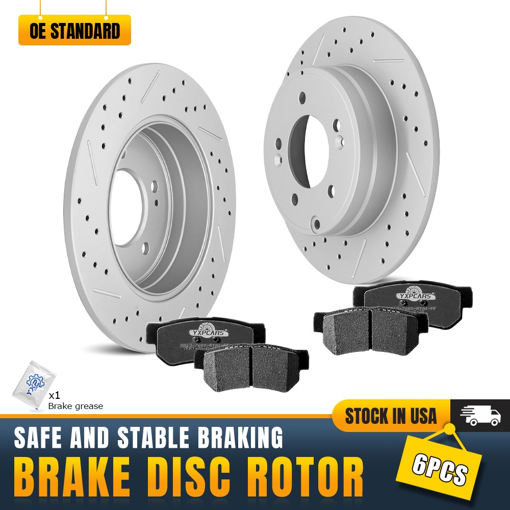 Rear Disc Brake Rotors And Ceramic Pads for 2005 2006 2007 2008 Hyundai Sonata