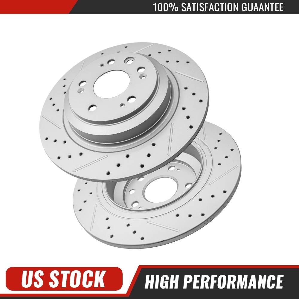 13.15 inch Rear Drilled Slotted Brake Disc Rotors Kit For Acura TL 2009 2010-14