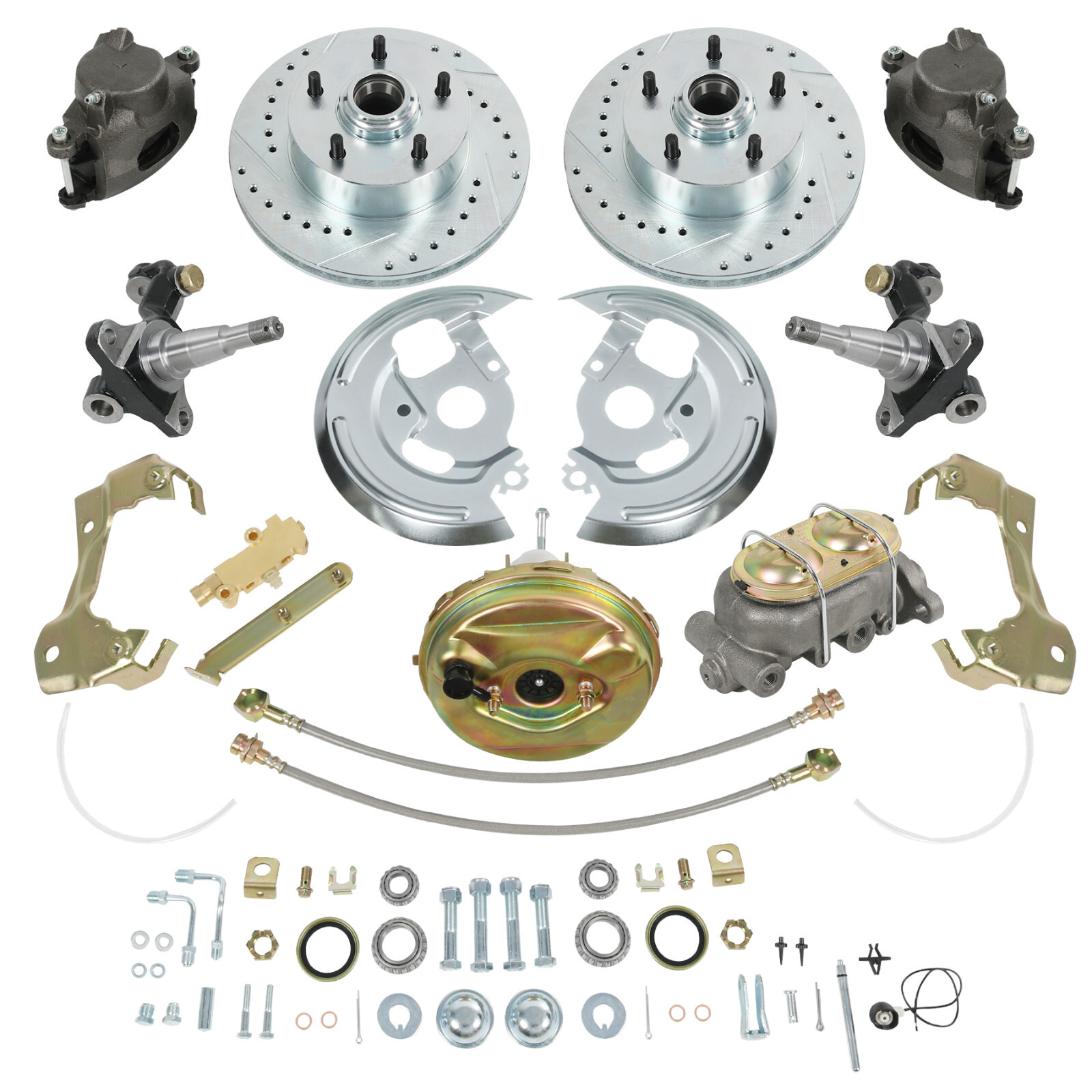 Body Disc Brake Conversion Kit Booster Drilled Rotors 9″ For 1964-1972 GM A F X