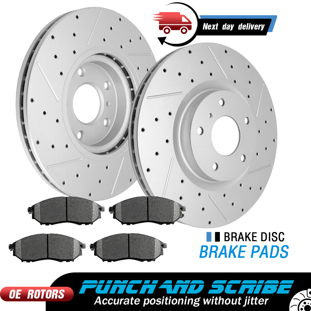 12.6″ Front Drilled Rotors + Brake Pads for Nissan 350Z 370Z Infiniti G35 G37