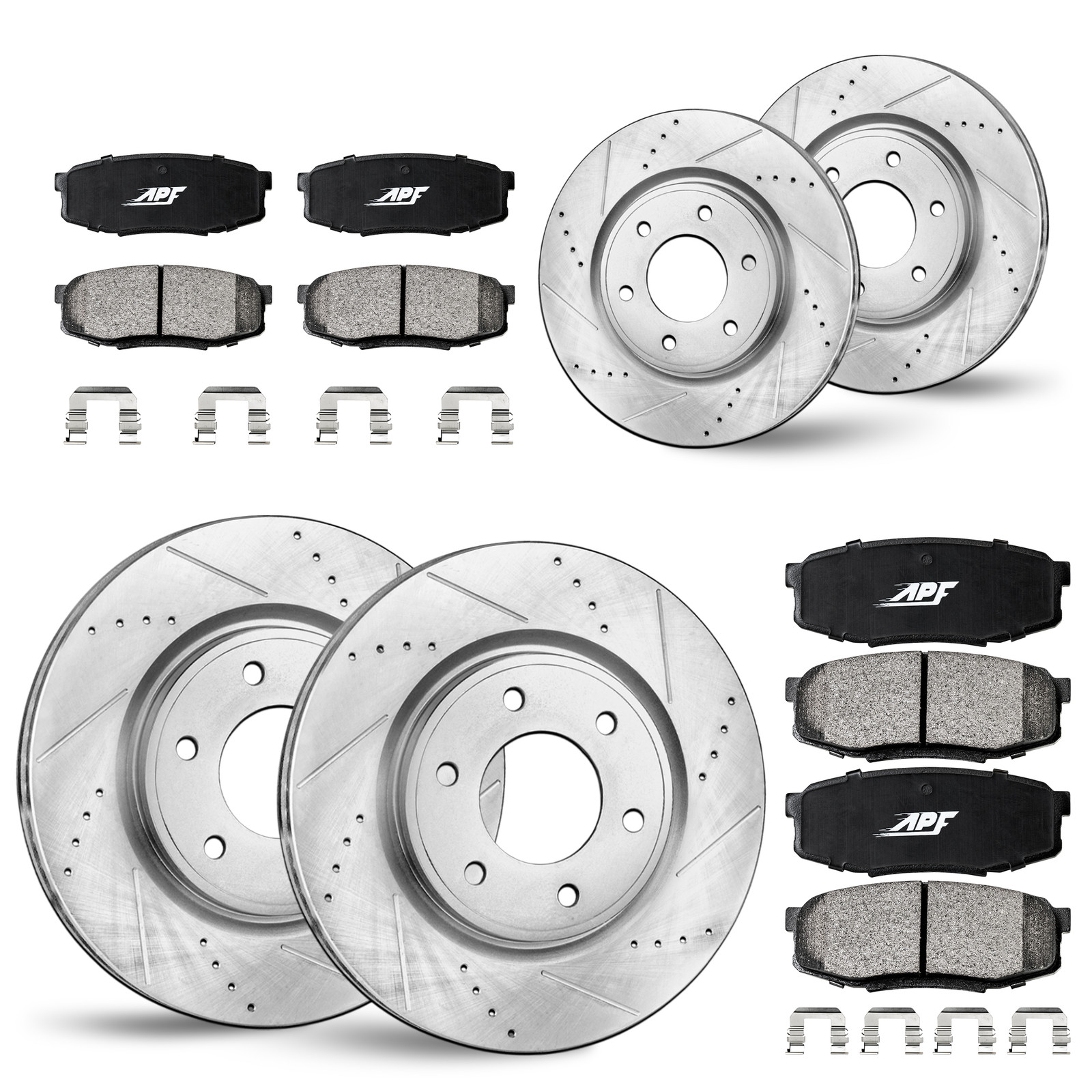 Front & Rear Zinc Drill/Slot Brake Rotors +Pads for Buick Rainier 4.2L 2004-2005