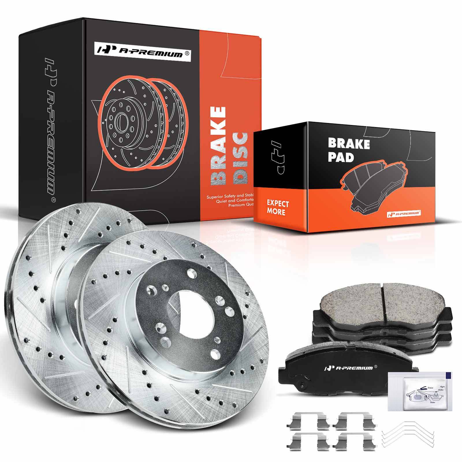 A-Premium Front Drilled Brake Rotors & Ceramic Pads for Honda Civic 2012-2015