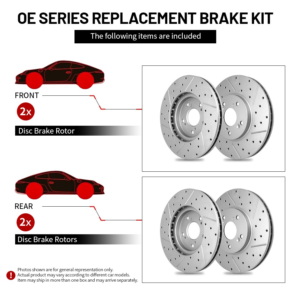 Front Rear Brake Rotor For 2002-2024 Dodge Ram 1500 Dodge Durango Chrysler Aspen