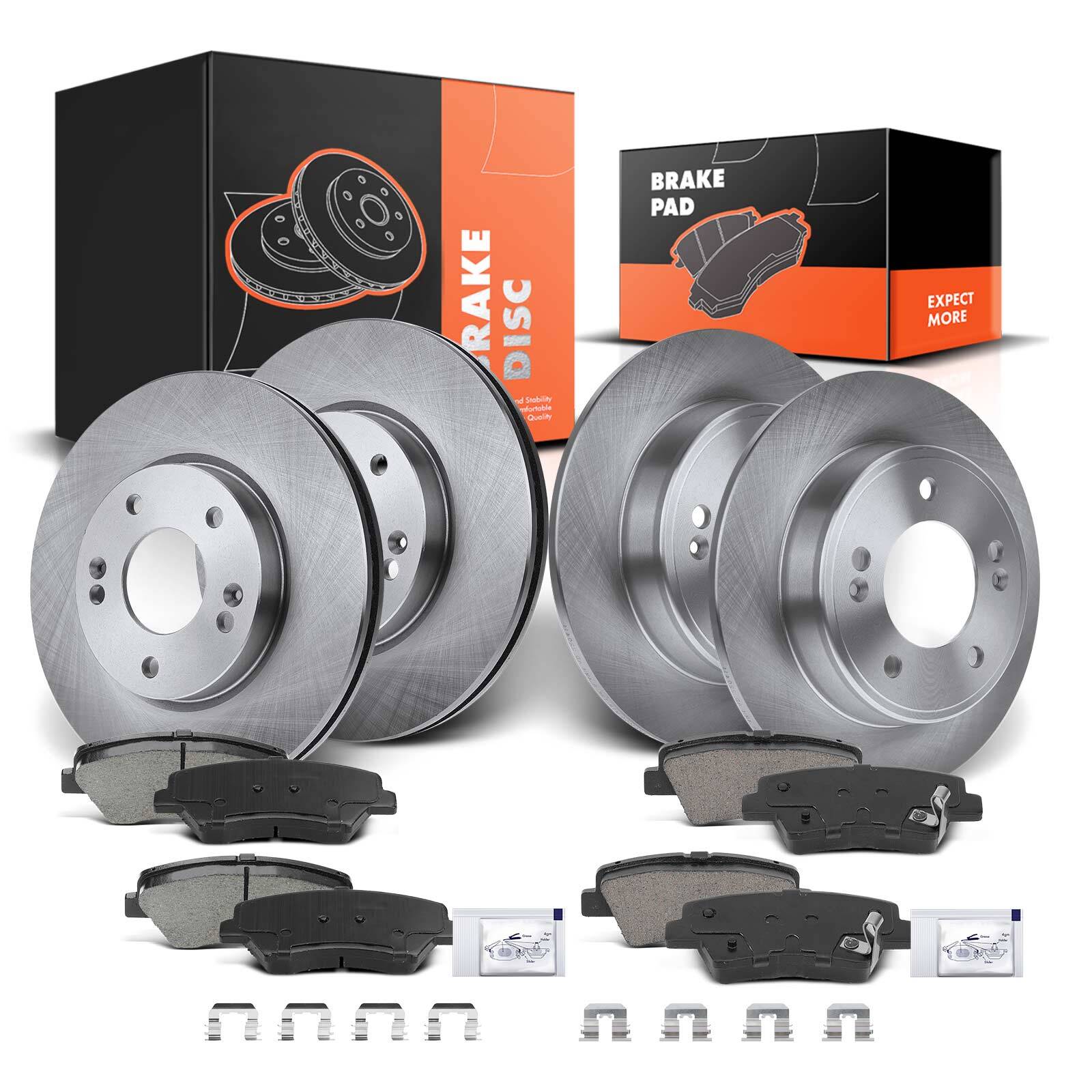 Front & Rear Disc Brake Rotor & Ceramic Brake Pad for Hyundai Elantra Kia Forte