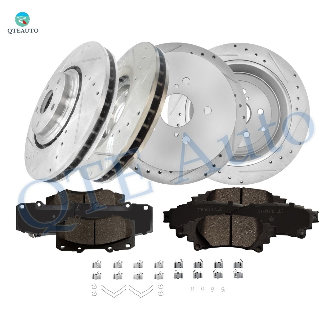 12C F-R Drill Disc Brake Rotors-Ceramic Brake Pad To 2014-2019 Toyota Highlander