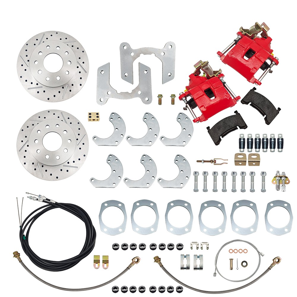 Universal Rear Disc Brake Conversion Kit Red Calipers 9 Inch For Ford 1957-1984