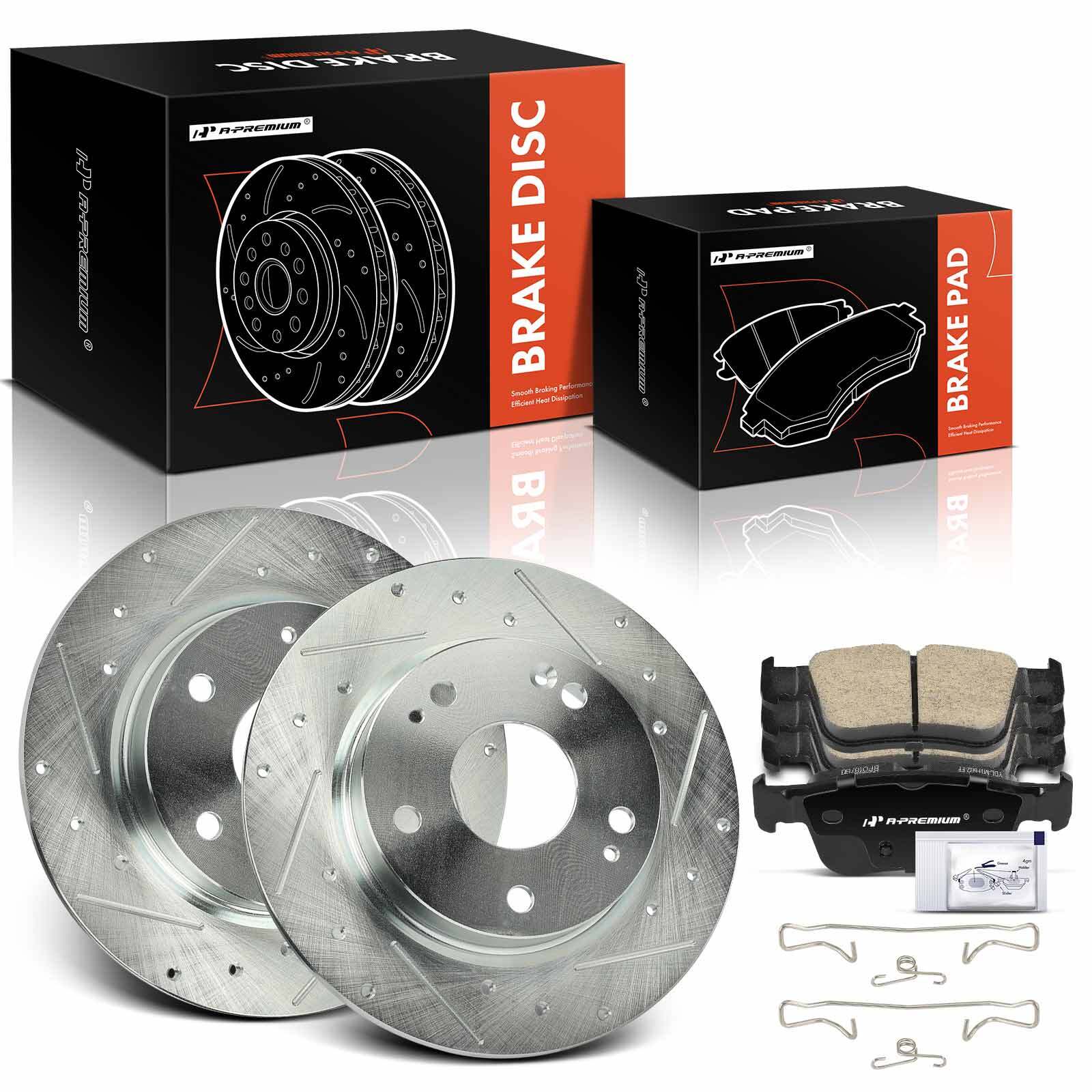 A-Premium Rear Drilled Brake Rotor & Pad for Honda Civic 2016-2017 19-20 22-23
