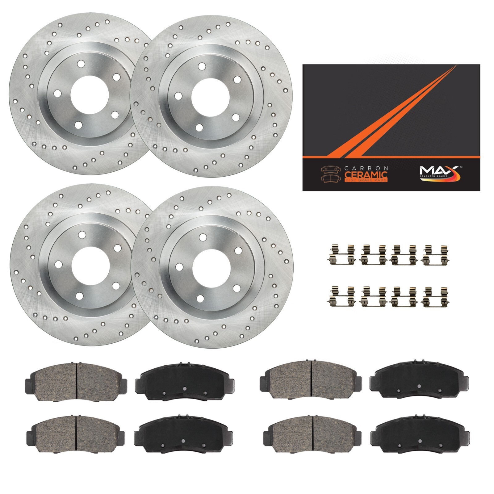 Front & Rear Drilled Brake Rotors + Pads for 2017 2018 2019-2021 Honda CR-V