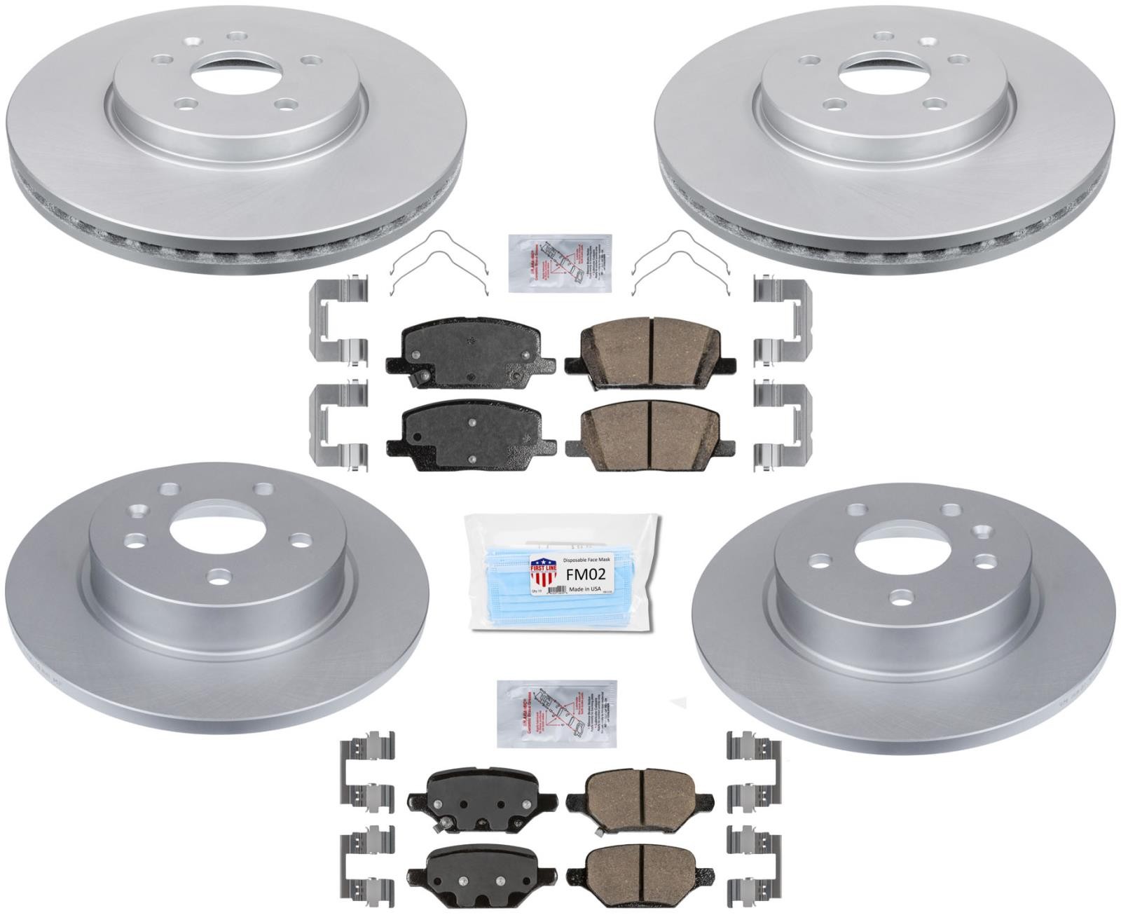Coated Disc Brake Rotors Brake Pads Hardware For 2018-2022 Chevrolet Trax