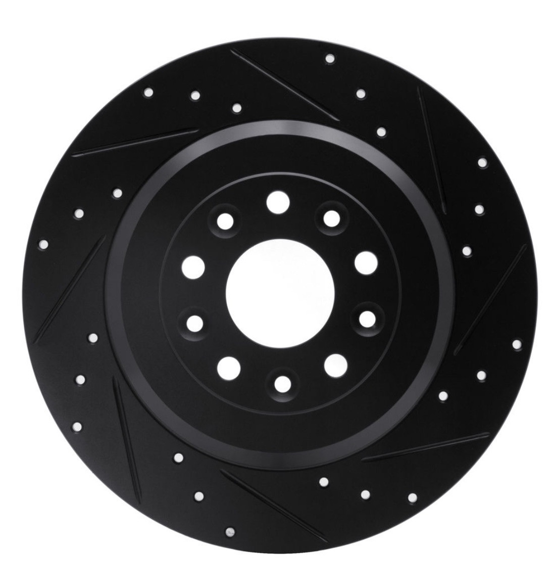 Dynamic Friction 633-54088L – Drilled Slotted Black Zinc Rotors