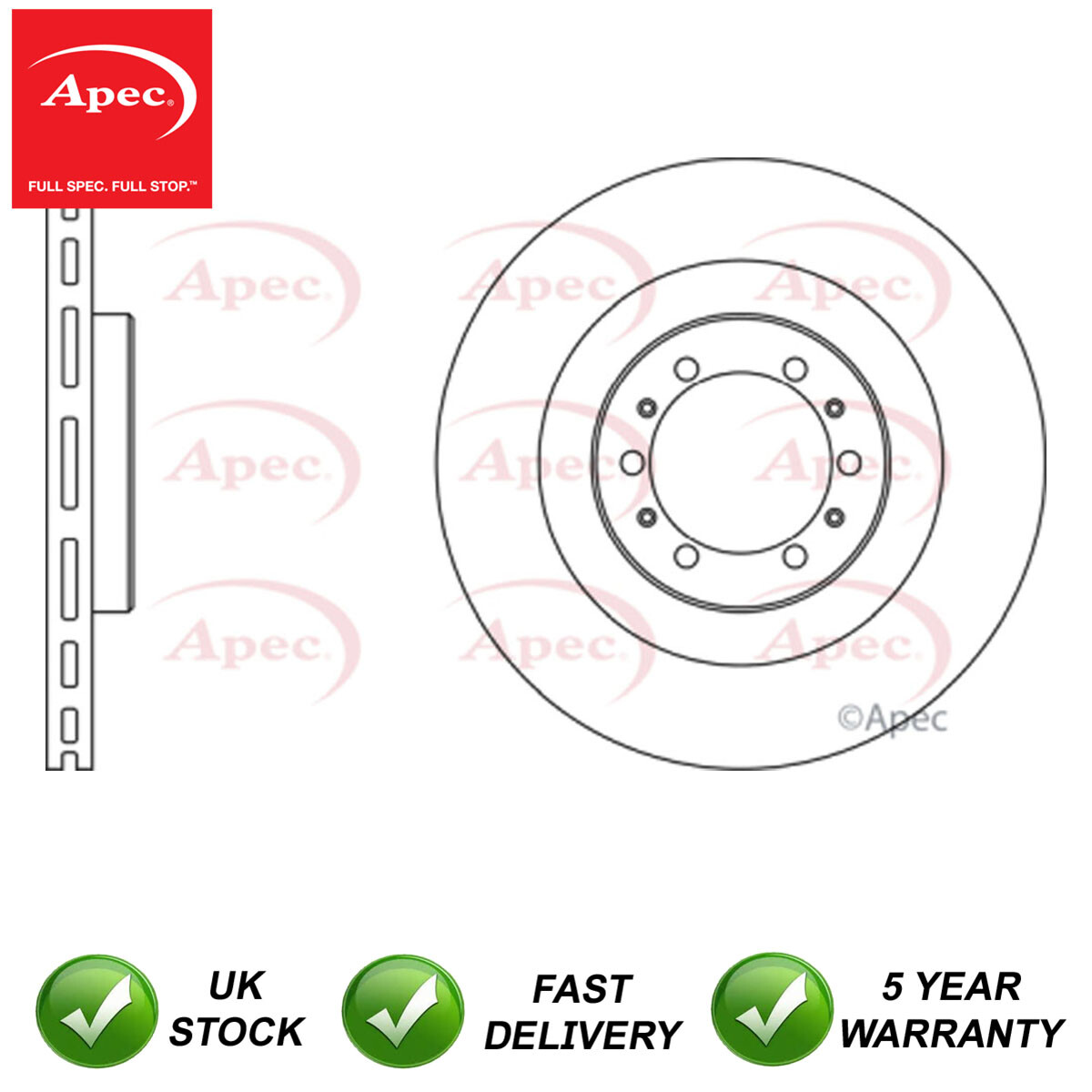 Brake Disc Front Apec Fits Mitsubishi L200 1996-2006 Shogun Pajero 1989-2006
