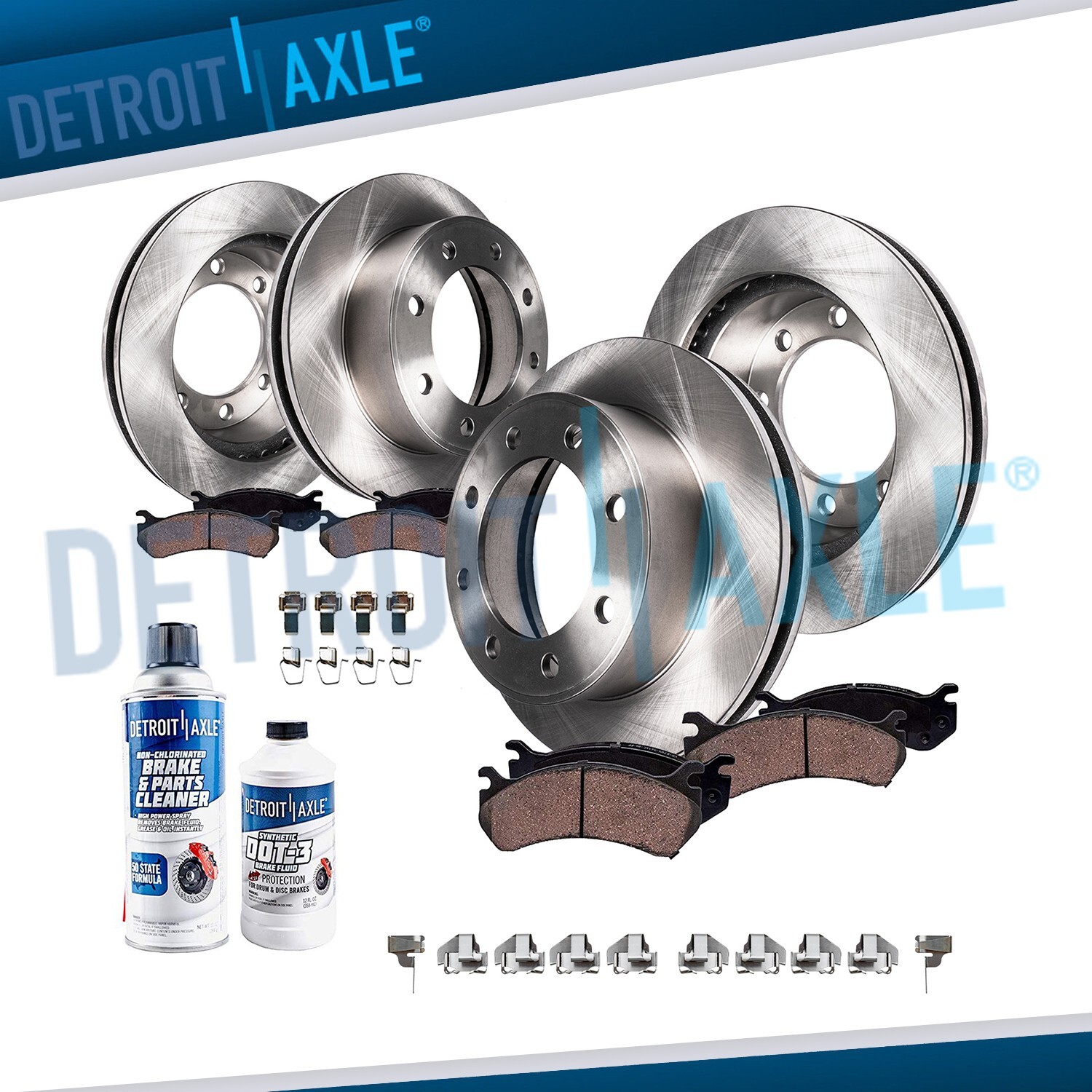 4WD Front Rear Disc Rotors Brake Pads Kit for 2005 2006 2007 Ford F-250 F-350 SD