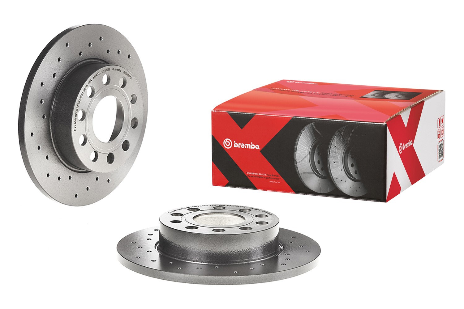 Brembo Rear Xtra Brake Disc Rotor Drilled for Audi A3 VW Golf Jetta Rabbit