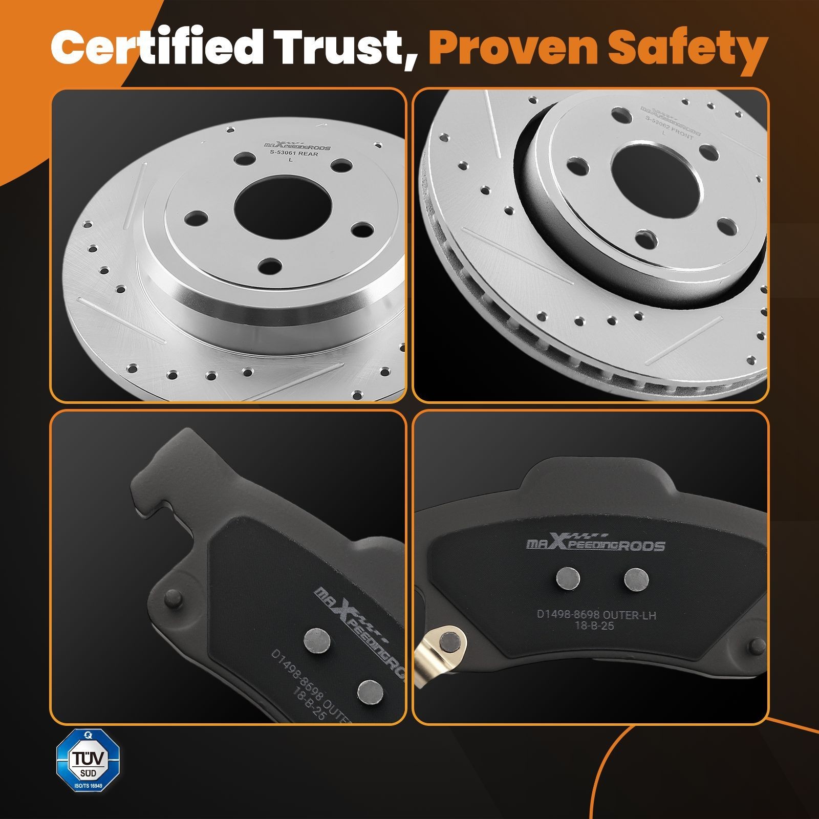 Front Rear Brake Rotors&Ceramic Pads Kit for Dodge Durango 2011-2020 S-53061